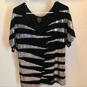 Black and silver Bebe top